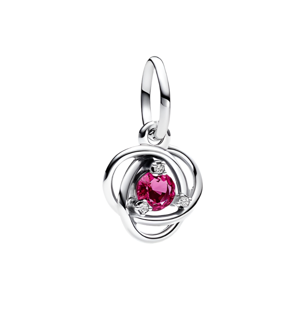 Dije colgante de círculo de eternidad rosa de octubre