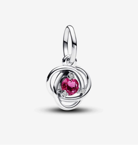 Dije colgante de círculo de eternidad rosa de octubre