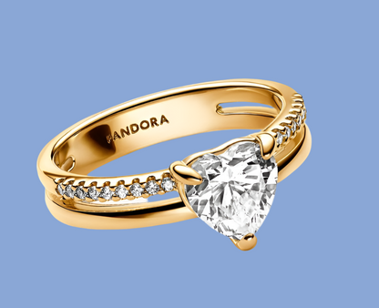 Anillo de corazón de doble banda
