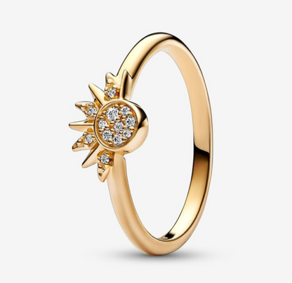 Conjunto de anillos celestiales de sol y luna