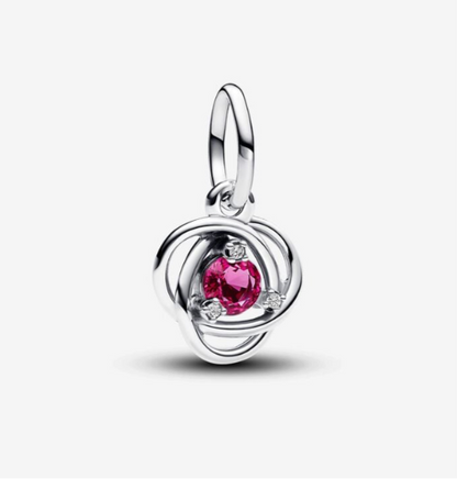 Dije colgante de círculo de eternidad rosa de octubre